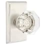 Emtek Old Town Privacy Door Knob Set with Rectangular Rose from the Brass Crystal Collection Satin Nickel