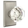 Emtek Old Town Privacy Door Knob Set with Rectangular Rose from the Brass Crystal Collection Pewter