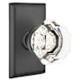 Emtek Old Town Privacy Door Knob Set with Rectangular Rose from the Brass Crystal Collection Flat Black