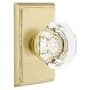 Emtek Old Town Privacy Door Knob Set with Rectangular Rose from the Brass Crystal Collection Satin Brass