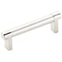 Emtek Knurled 3-1/2 Inch Center to Center Bar Cabinet Pull with Rectangular Stem from the SELECT Collection Polished Nickel / Polished Nickel Stem