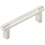 Emtek Knurled 3-1/2 Inch Center to Center Bar Cabinet Pull with Rectangular Stem from the SELECT Collection Satin Nickel / Satin Nickel Stem