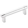 Emtek Knurled 3-1/2 Inch Center to Center Bar Cabinet Pull with Rectangular Stem from the SELECT Collection Polished Chrome / Polished Chrome Stem