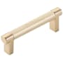Emtek Knurled 3-1/2 Inch Center to Center Bar Cabinet Pull with Rectangular Stem from the SELECT Collection Satin Brass / Satin Brass Stem