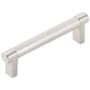 Emtek Knurled 4 Inch Center to Center Bar Cabinet Pull with Rectangular Stem from the SELECT Collection Satin Nickel / Satin Nickel Stem