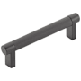 Emtek Knurled 4 Inch Center to Center Bar Cabinet Pull with Rectangular Stem from the SELECT Collection Flat Black / Flat Black Stem