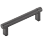 Emtek Smooth 4 Inch Center to Center Bar Cabinet Pull with Rectangular Stem from the SELECT Collection Flat Black / Flat Black Stem
