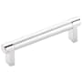 Emtek Knurled 4 Inch Center to Center Bar Cabinet Pull with Rectangular Stem from the SELECT Collection Polished Chrome / Polished Chrome Stem