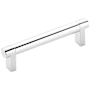 Emtek Smooth 4 Inch Center to Center Bar Cabinet Pull with Rectangular Stem from the SELECT Collection Polished Chrome / Polished Chrome Stem