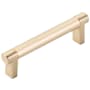 Emtek Smooth 4 Inch Center to Center Bar Cabinet Pull with Rectangular Stem from the SELECT Collection Satin Brass / Satin Brass Stem