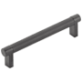 Emtek Knurled 5 Inch Center to Center Bar Cabinet Pull with Rectangular Stem from the SELECT Collection Flat Black / Flat Black Stem