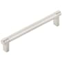 Emtek Knurled 6 Inch Center to Center Bar Cabinet Pull with Rectangular Stem from the SELECT Collection Satin Nickel / Satin Nickel Stem