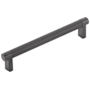 Emtek Knurled 6 Inch Center to Center Bar Cabinet Pull with Rectangular Stem from the SELECT Collection Flat Black / Flat Black Stem