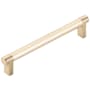 Emtek Smooth 6 Inch Center to Center Bar Cabinet Pull with Rectangular Stem from the SELECT Collection Satin Brass / Satin Brass Stem