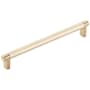 Emtek Knurled 8 Inch Center to Center Bar Cabinet Pull with Rectangular Stem from the SELECT Collection Satin Brass / Satin Brass Stem