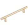 Emtek Smooth 6 Inch Center to Center Bar Cabinet Pull with Rectangular Bar Stem from the SELECT Collection Satin Brass / Satin Brass Stem