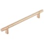 Emtek Knurled 8 Inch Center to Center Bar Cabinet Pull with Rectangular Bar Stem from the SELECT Collection Satin Copper / Satin Copper Stem
