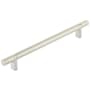 Emtek Knurled 8 Inch Center to Center Bar Cabinet Pull with Rectangular Bar Stem from the SELECT Collection Satin Nickel / Satin Nickel Stem