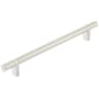 Emtek Smooth 8 Inch Center to Center Bar Cabinet Pull with Rectangular Bar Stem from the SELECT Collection Satin Nickel / Satin Nickel Stem
