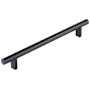 Emtek Smooth 8 Inch Center to Center Bar Cabinet Pull with Rectangular Bar Stem from the SELECT Collection Flat Black / Flat Black Stem