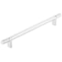 Emtek Knurled 8 Inch Center to Center Bar Cabinet Pull with Rectangular Bar Stem from the SELECT Collection Polished Chrome / Polished Chrome Stem