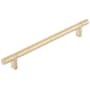 Emtek Smooth 8 Inch Center to Center Bar Cabinet Pull with Rectangular Bar Stem from the SELECT Collection Satin Brass / Satin Brass Stem