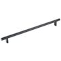 Emtek Smooth 12 Inch Center to Center Bar Cabinet Pull with Rectangular Bar Stem from the SELECT Collection Flat Black / Flat Black Stem