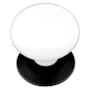 Emtek Porcelain - Ice White 1-3/8 Inch Mushroom Cabinet Knob Flat Black