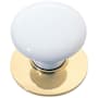 Emtek Porcelain - Ice White 1-3/8 Inch Mushroom Cabinet Knob Polished Brass