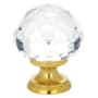 Emtek Diamond Glass 1 Inch Mushroom Cabinet Knob Polished Brass