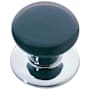Emtek Ebony 1-3/8 Inch Mushroom Cabinet Knob from the Porcelain Collection Polished Chrome