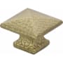 Emtek Square Dimpled 1 Inch Square Cabinet Knob Unlacquered Brass