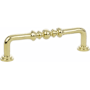 Emtek Spindle 4 Inch Center to Center Handle Cabinet Pull Unlacquered Brass