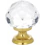 Emtek Diamond Glass 1-3/4 Inch Mushroom Cabinet Knob Unlacquered Brass