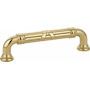 Emtek Ribbon and Reed Estate 4 Inch Center to Center Handle Cabinet Pull Unlacquered Brass