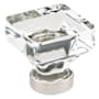 Emtek Lido Glass 1-3/8 Inch Square Cabinet Knob Polished Nickel