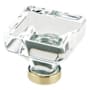 Emtek Lido 1-5/8 Inch Square Cabinet Knob from the Glass Collection Satin Brass