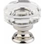Emtek Lowell Glass 1-3/8 Inch Mushroom Cabinet Knob Polished Nickel