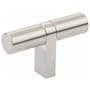 Emtek Smooth 2-1/4 Inch Bar Cabinet Knob with Rectangular Bar Stem from the SELECT Collection Satin Nickel / Satin Nickel Stem