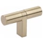 Emtek Smooth 2-1/4 Inch Bar Cabinet Knob with Rectangular Bar Stem from the SELECT Collection Satin Brass / Satin Brass Stem