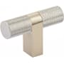 Emtek Knurled 3-1/8 Inch Satin Nickel Bar Cabinet Knob with Rectangular Bar Stem and Choice of Stem Finish from the SELECT Collection Satin Nickel / Satin Brass Stem
