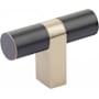 Emtek Smooth 3-1/8 Inch Oil Rubbed Bronze Bar Cabinet Knob with Rectangular Bar Stem and Choice of Stem Finish from the SELECT Collection Oil Rubbed Bronze / Satin Brass Stem