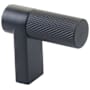 Emtek Knurled 1-1/2 Inch Long Finger Cabinet Pull with Rectangular Stem from the SELECT Collection Flat Black / Flat Black Stem