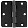 Emtek 3.5" x 3.5" Plain Bearing 1/4" Radius Corners Mortise Hinge - Pair Flat Black