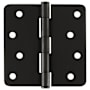 Emtek 4" x 4" Plain Bearing 1/4" Radius Corners Mortise Hinge - Pair Flat Black