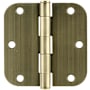 Emtek 3.5" x 3.5" Plain Bearing 5/8" Radius Corners Mortise Hinge - Pair of Hinges Pewter