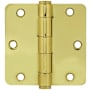 Emtek 3.5" x 3.5" Plain Bearing 1/4" Radius Corners Mortise Hinge - Pair Polished Brass
