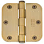 Emtek 3-1/2" x 3-1/2" Plated Steel Heavy Duty 5/8" Radius Round Corner Plain Bearing Hinges - Pair French Antique