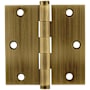 Emtek 3.5" x 3.5" Solid Brass Square Corner Plain Bearing Mortise Hinge - Pair French Antique
