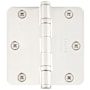 Emtek 3.5" x 3.5" Solid Brass 1/4" Radius Corner Plain Bearing Mortise Hinge - Pair Polished Nickel